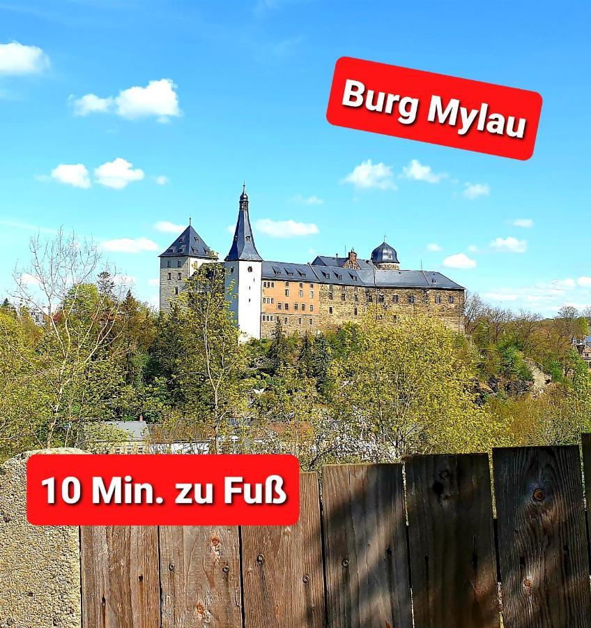 Ferienwohnung "Blick Mylau" - Naehe Freizeitpark Plohn & Weltgroesster Ziegelsteinbruecke ไรเคนบาค อิม โวกท์ลันด์ ภายนอก รูปภาพ