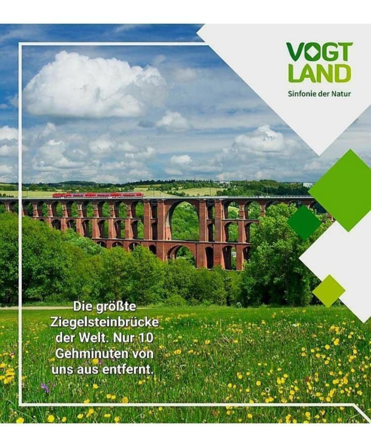 Ferienwohnung "Blick Mylau" - Naehe Freizeitpark Plohn & Weltgroesster Ziegelsteinbruecke ไรเคนบาค อิม โวกท์ลันด์ ภายนอก รูปภาพ